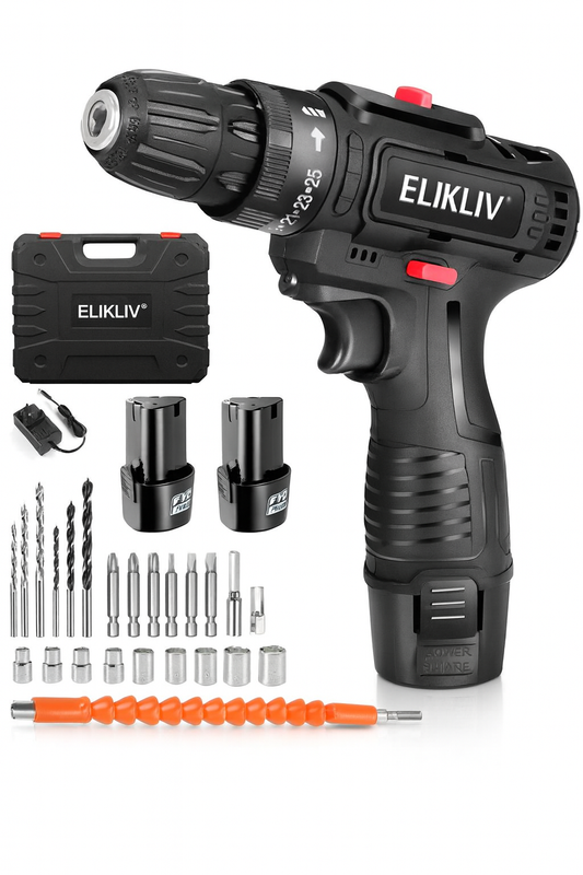 Lithium Electric Drill Cordless Power Tool Double Speed Screwdriver Set