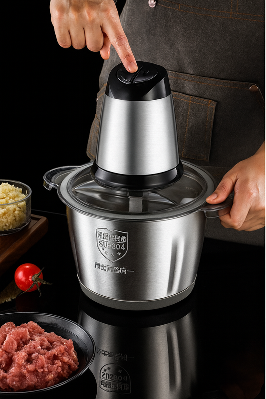 3L Electric Food Chopper Stainless Steel Double Blade Kitchen Grinder