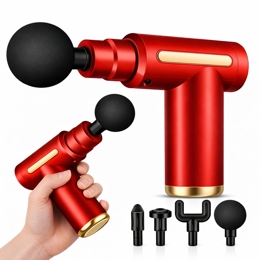 Massage Gun with Adjustable Intensity, 4 Interchangeable Massage Heads, USB Rechargeable